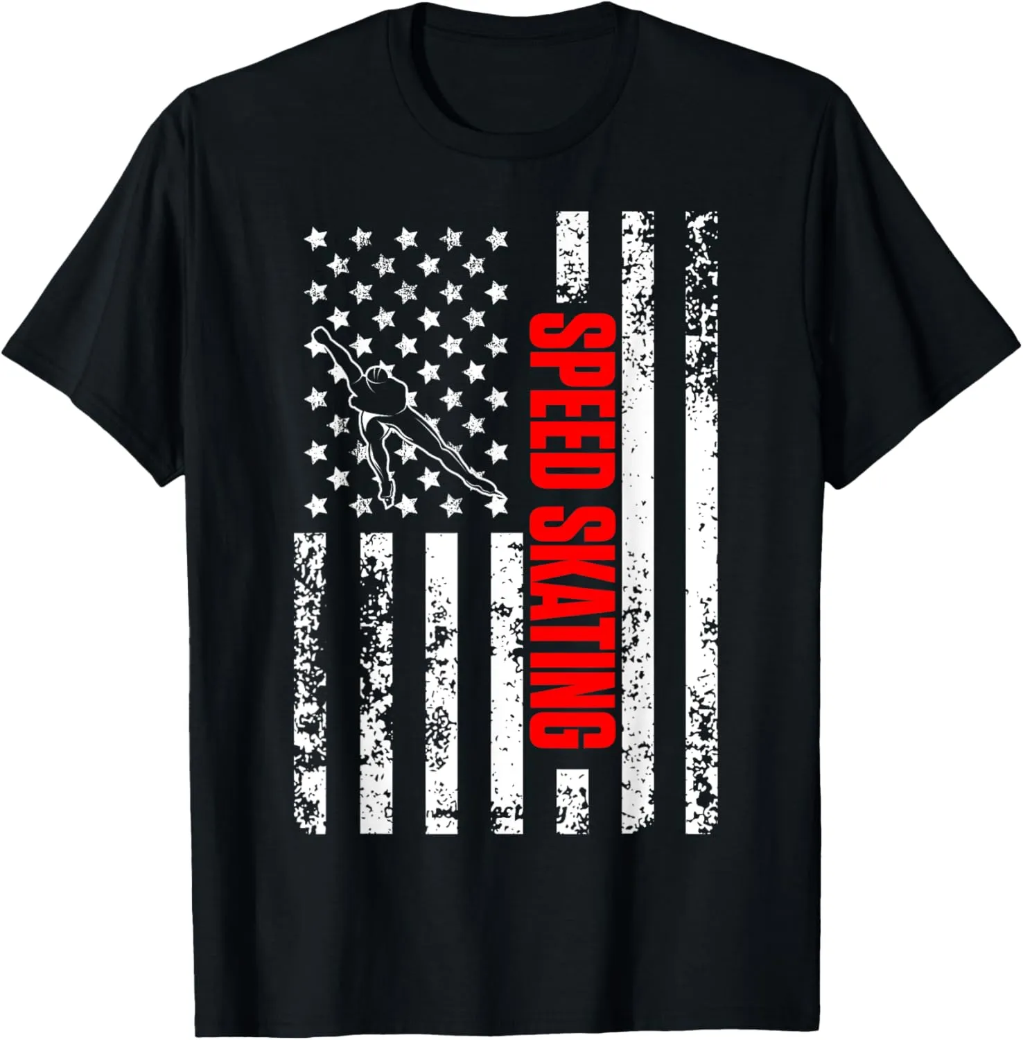 US American Flag Winter Sports Patriotic Speed Skating T-Shirt