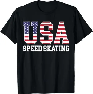 USA Flag Speed Skater - American USA Speed Skating T-Shirt