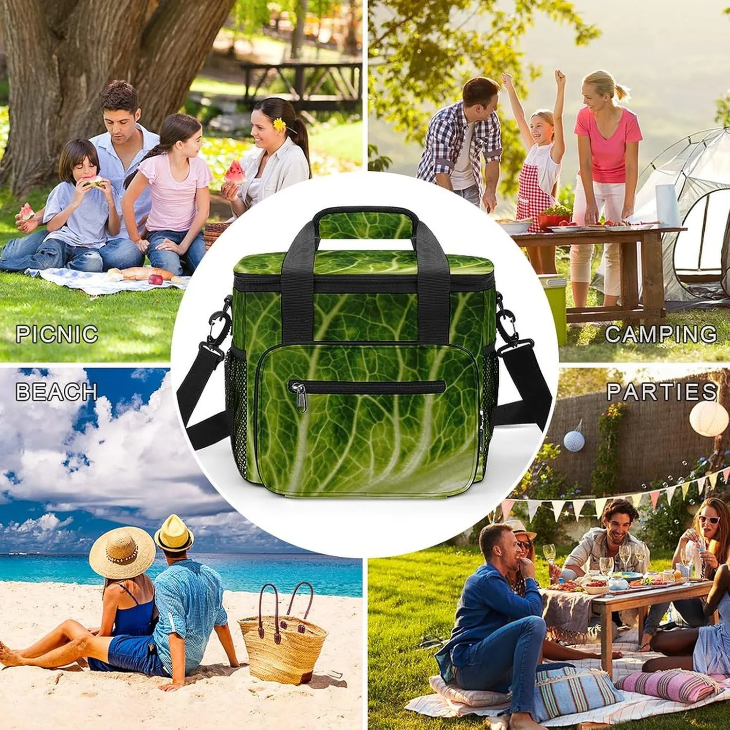 USA Stars Stripes Portable 22.5L Soft Cooler Bag for Car Camping Grunge July 4th Leakproof Ice Chest with Adjustable Strap Insulated Lunch Box for Work Hiking Picnic