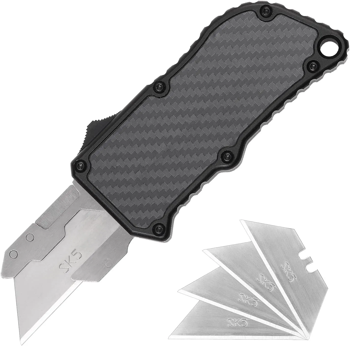 Utility Knife Box Cutter, Pocket Knife, Change Blade Razor Knife, Aluminum Alloy Shell, 5 Extra Blades