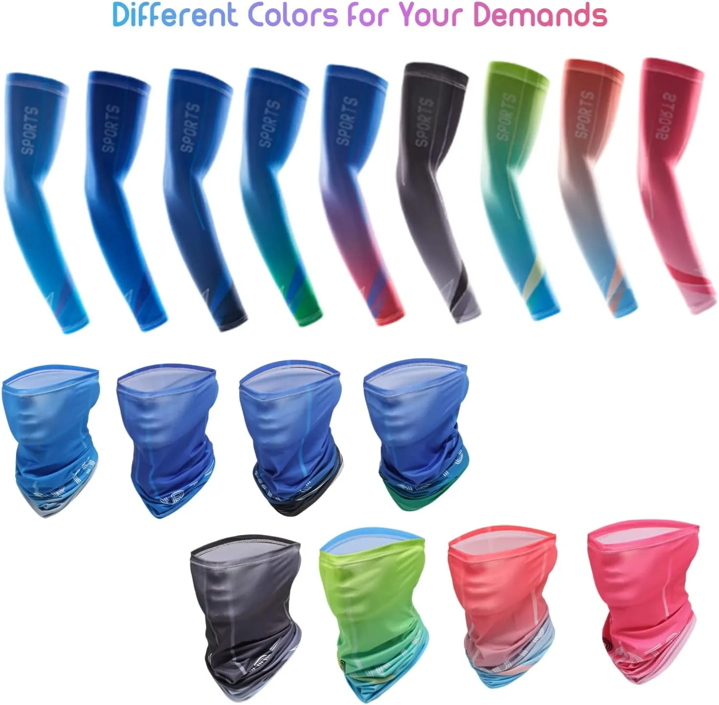 UV Sun Protection Compression Arm Sleeves Balaclava Face Mask Cooling Sport Sleeves for Men Women Outdoor Essential