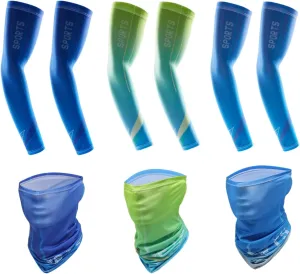 UV Sun Protection Compression Arm Sleeves Balaclava Face Mask Cooling Sport Sleeves for Men Women Outdoor Essential