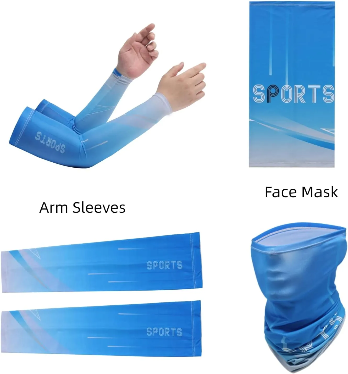 UV Sun Protection Compression Arm Sleeves Balaclava Face Mask Cooling Sport Sleeves for Men Women Outdoor Essential