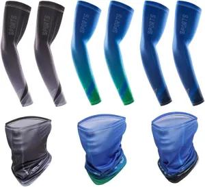 UV Sun Protection Compression Arm Sleeves Balaclava Face Mask Cooling Sport Sleeves for Men Women Outdoor Essential