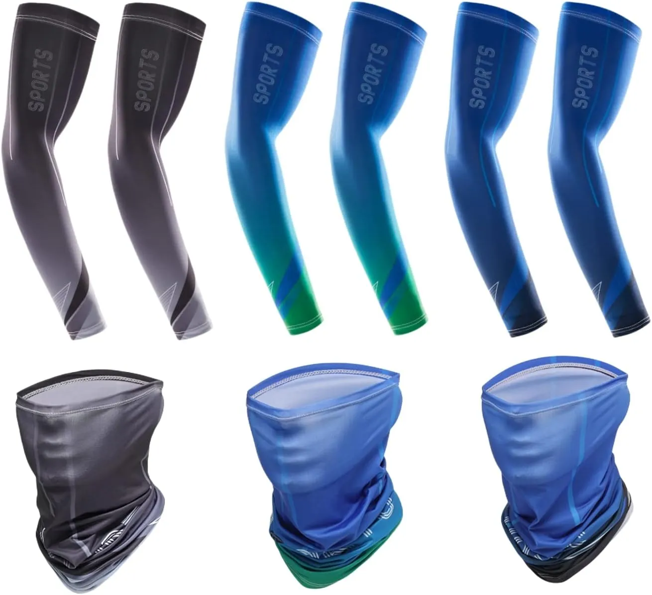 UV Sun Protection Compression Arm Sleeves Balaclava Face Mask Cooling Sport Sleeves for Men Women Outdoor Essential
