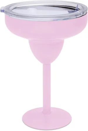 Vacuum-Sealed Metal Margarita Glass with Lid, Insulated Tumbler Mug, Steel Cup for Vacation, Pool, and Ice Cold Margs on the Beach (Pink)