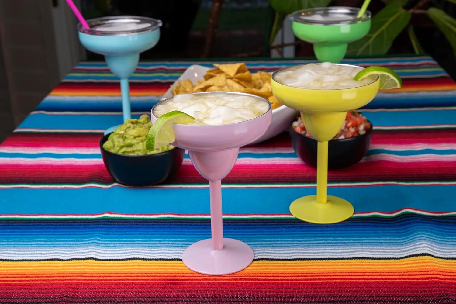 Vacuum-Sealed Metal Margarita Glass with Lid, Insulated Tumbler Mug, Steel Cup for Vacation, Pool, and Ice Cold Margs on the Beach (Pink)