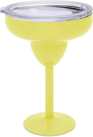 Vacuum-Sealed Metal Margarita Glass with Lid, Insulated Tumbler Mug, Steel Cup for Vacation, Pool, and Ice Cold Margs on the Beach (Yellow)