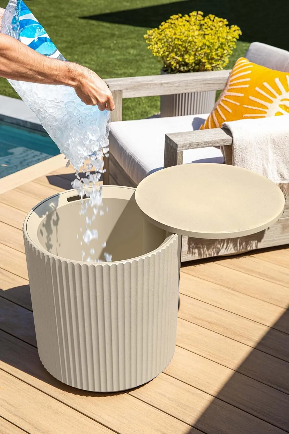 Veradek Cooler Side Table - 2 in 1 - Designed for use as Outdoor Side Table, Patio Decor and Ice Chest