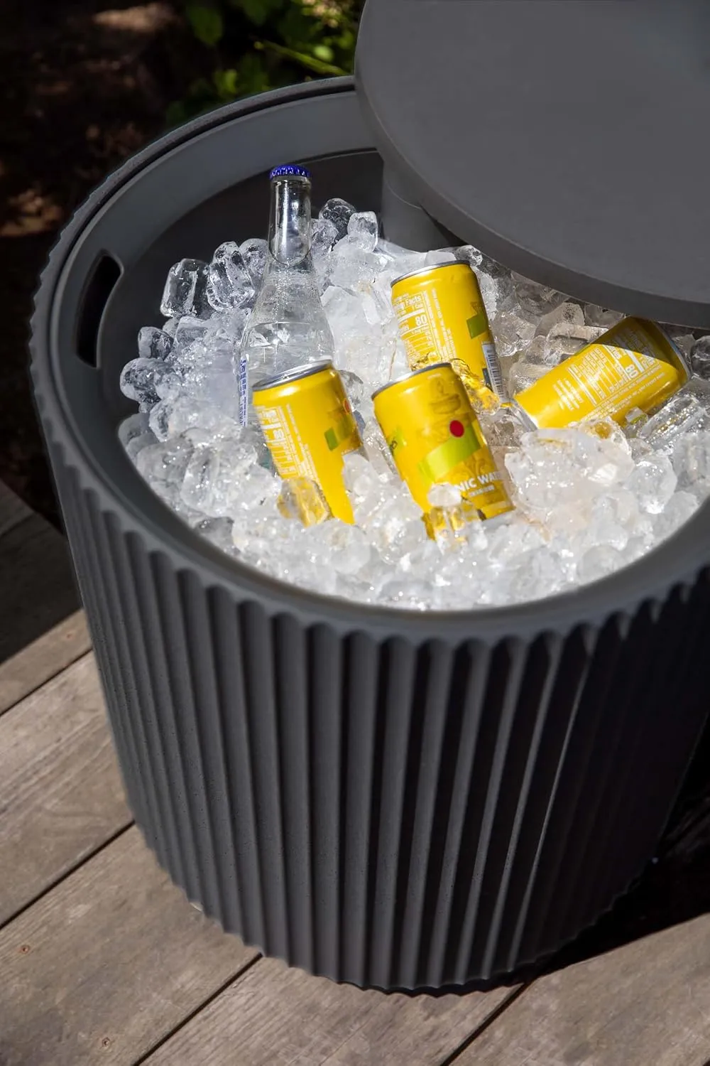 Veradek Outdoor Cooler Side Table - 2 in 1, Black, 21 inch