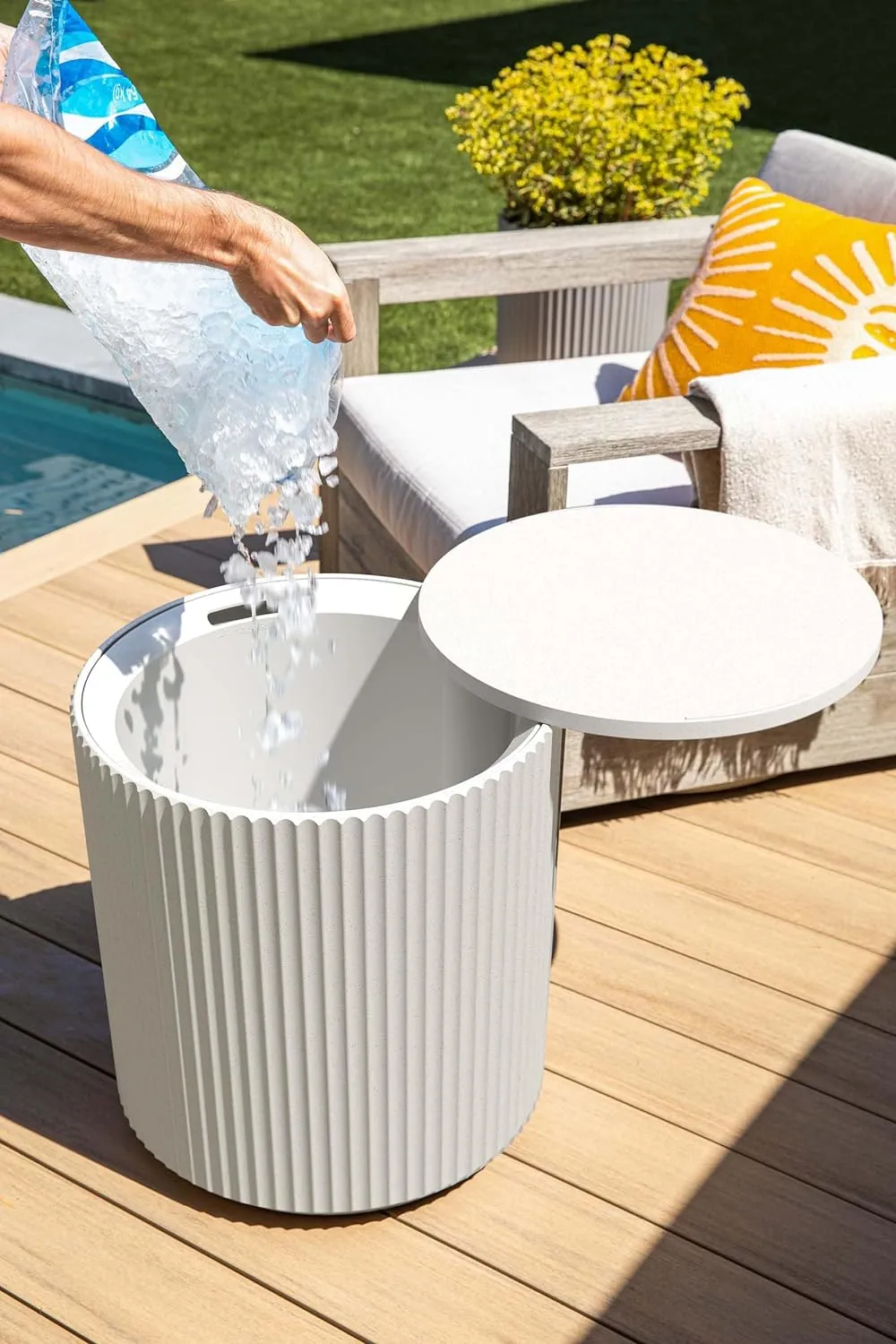 Veradek Outdoor Cooler Side Table - 2 in 1 - Designed for use as Outdoor Side Table, Patio Decor and Ice Chest