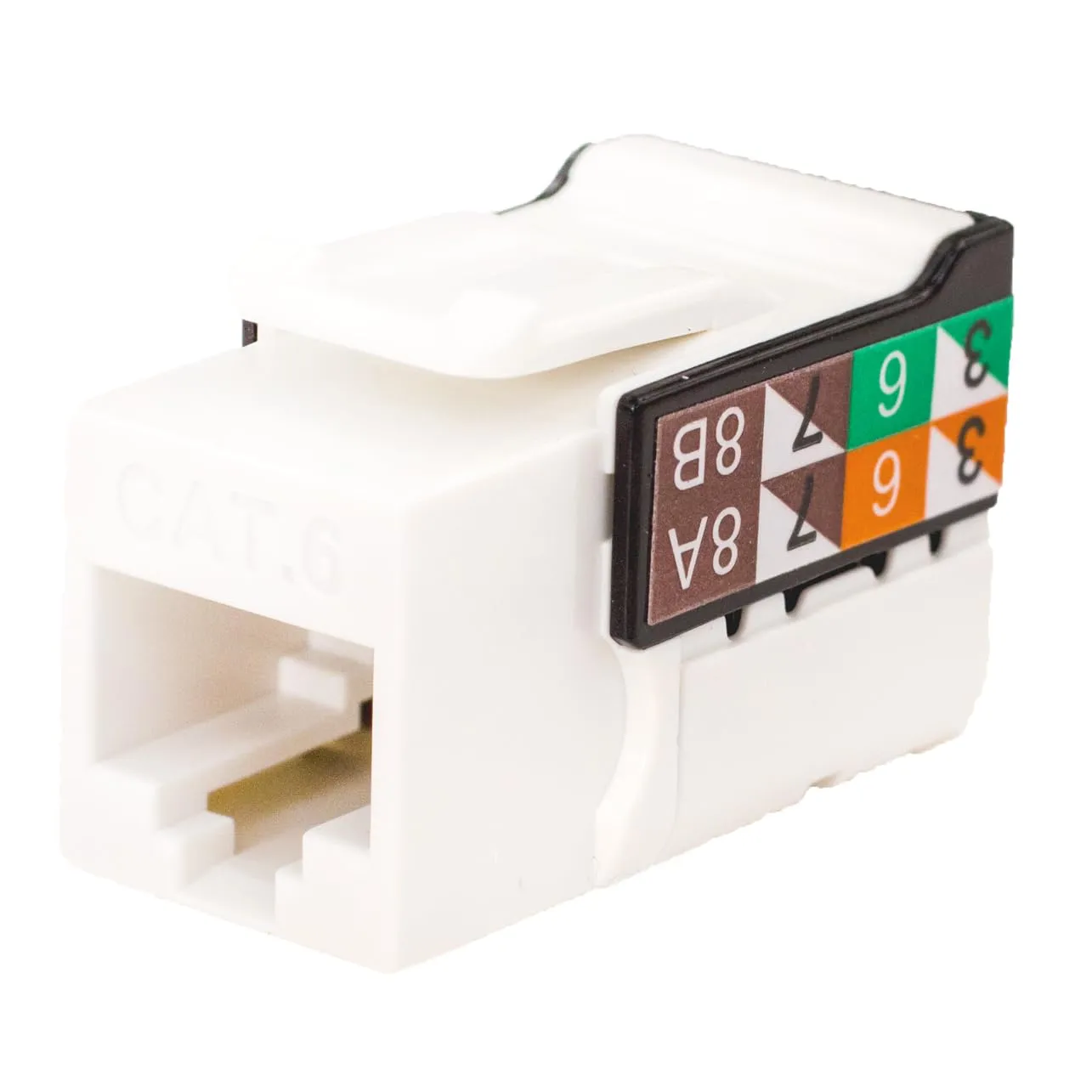 Vertical Cable CAT6 Data Grade Keystone U-Jack, RJ45 90° 8×8, Bright White - (50 Pack)