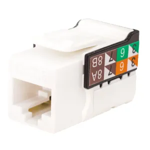 Vertical Cable CAT6 Data Grade Keystone U-Jack, RJ45 90° 8×8, Bright White - (50 Pack)