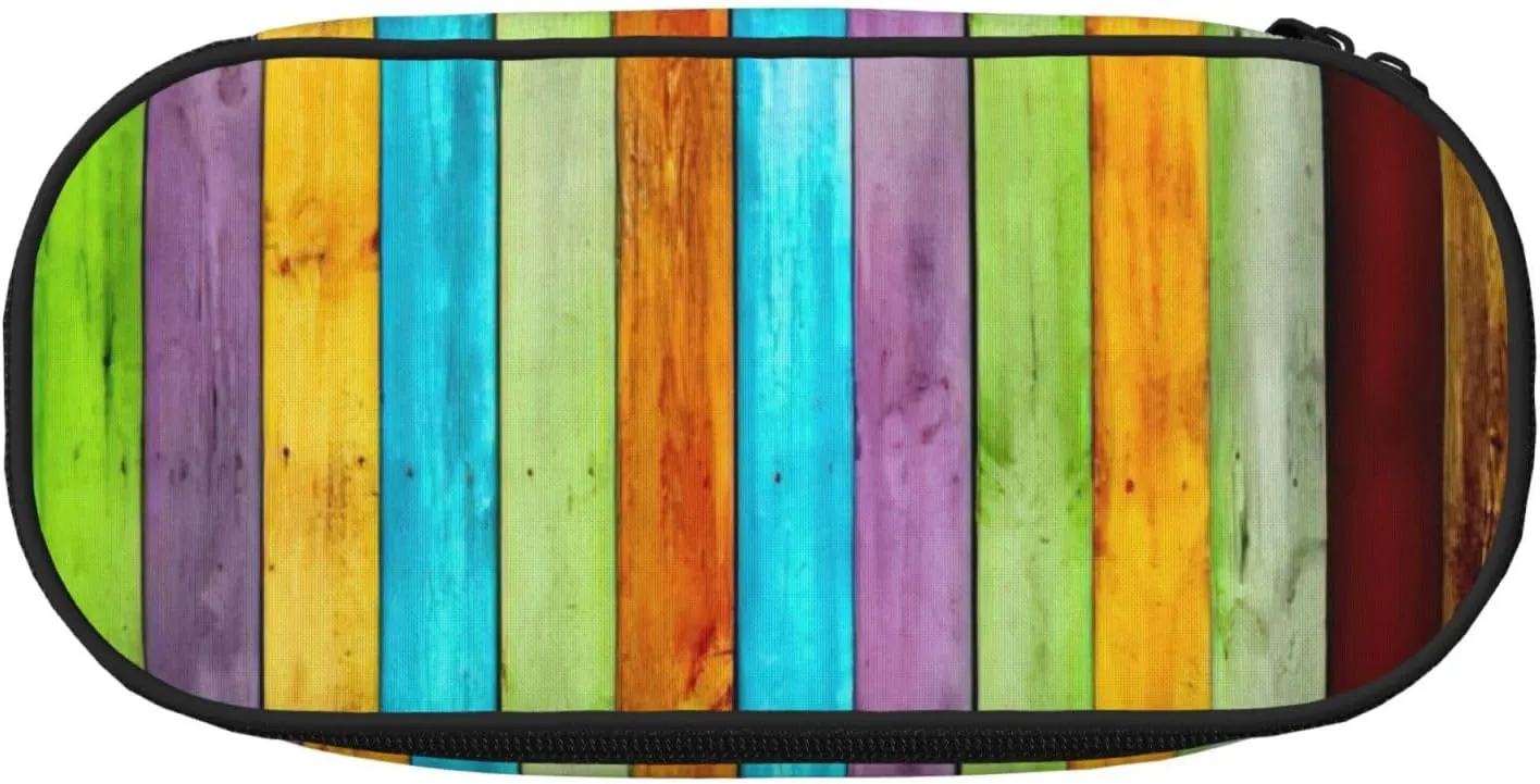 Vertical Planks in Carpentry Oak Timber Print Simple rectangle Pen bag Storage case for Office supplies,cosmetics,toiletries