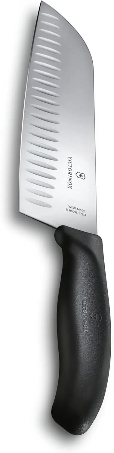 Victorinox Swiss Classic Santoku Knife - Sharp Kitchen Knife with Fluted Edge - Ergonomic Chopping Tool for Kitchen Essentials - Granton Edge, 7"