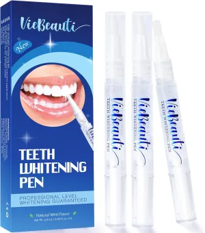 VieBeauti Teeth Whitening Pen (3 Pcs), 30  Uses, Effective, Painless, No Sensitivity, Travel-Friendly, Easy to Use, Beautiful White Smile, Mint Flavor