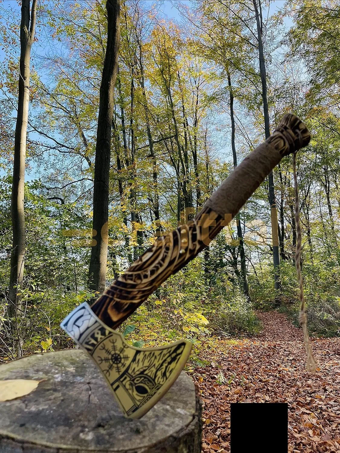 Viking Axe's, Custom Gifts Handmade Carbon Steel Axe, Ashwood Handle Forged Carbon Steel Viking Axe Camping Hatchet with Sheath with Rose Wood Shaft, Viking Bearded Camping Axes (VK-Ax-18)