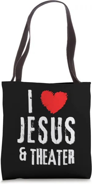 Vintage Grunge I Love JESUS & THEATER, Christian Tote Bag