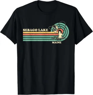 Vintage Retro Summer Fishing Maine Sebago Lake T-Shirt