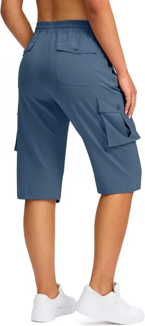 Viodia 15" Long Shorts for Women Hiking Cargo Bermuda Shorts Lightweight Knee Length Capris for Summer Travel Fishing