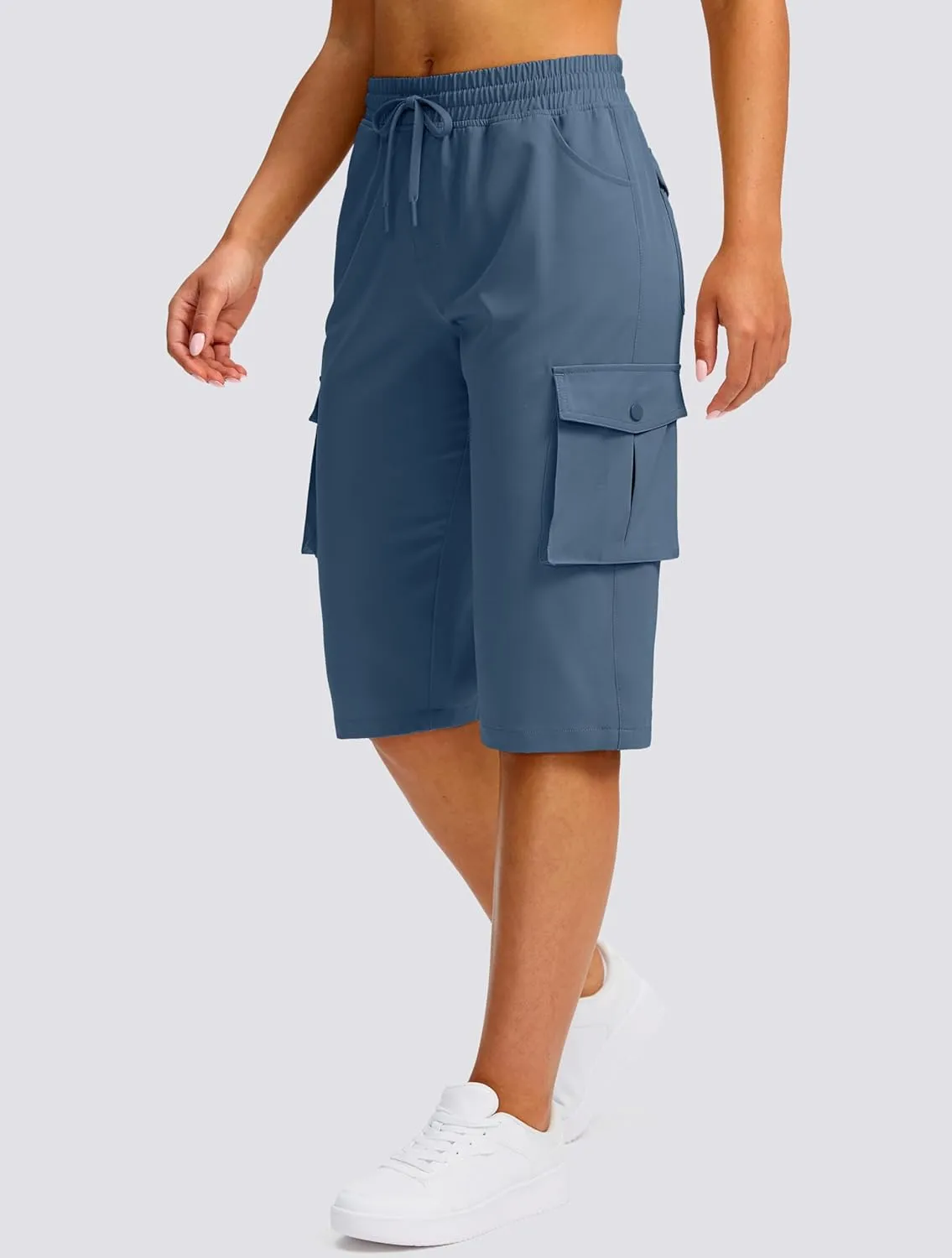 Viodia 15" Long Shorts for Women Hiking Cargo Bermuda Shorts Lightweight Knee Length Capris for Summer Travel Fishing