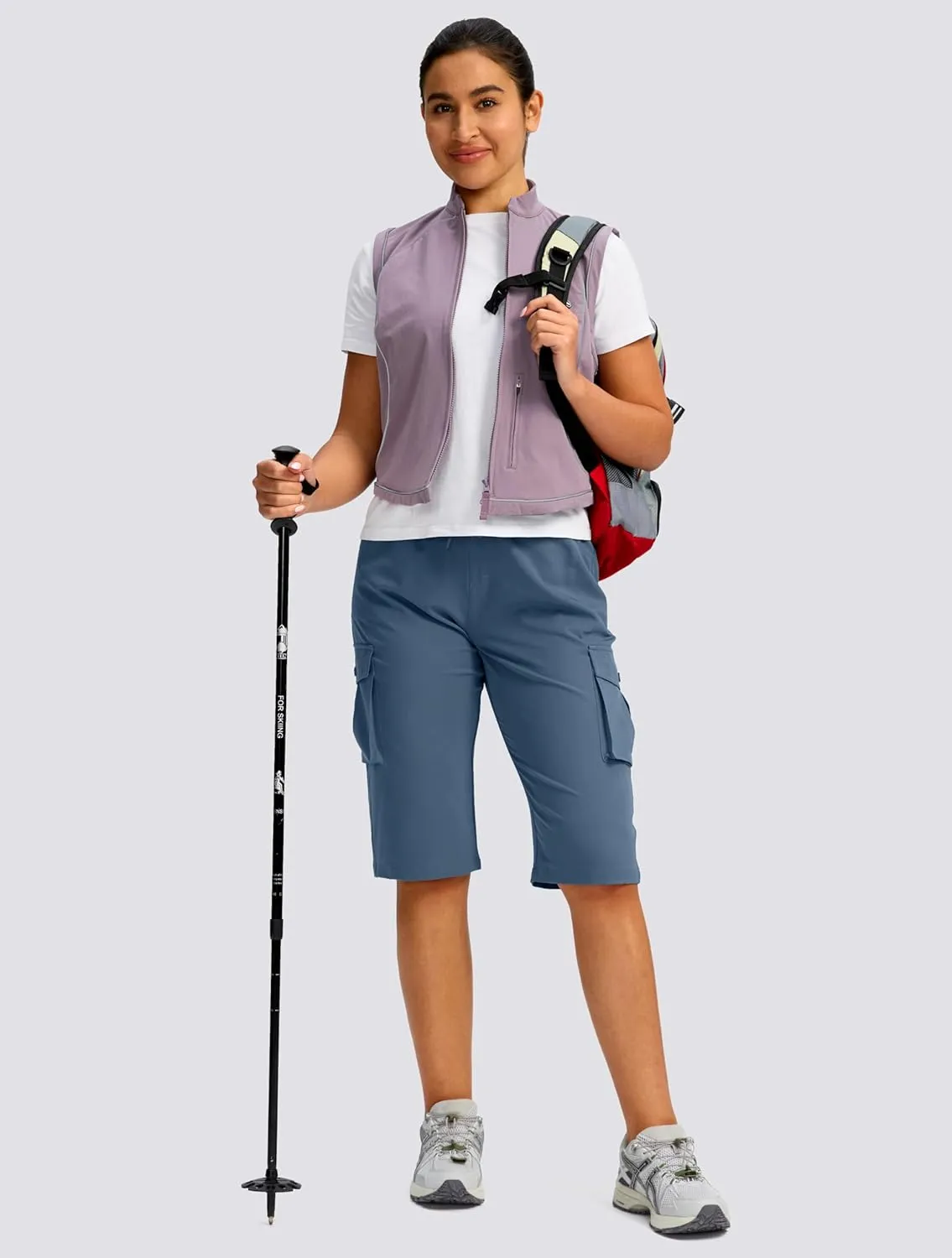 Viodia 15" Long Shorts for Women Hiking Cargo Bermuda Shorts Lightweight Knee Length Capris for Summer Travel Fishing
