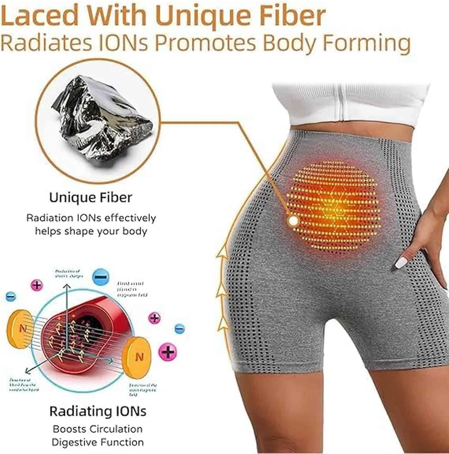 Viresta Ion Shaping Shorts, Micro-Vibration Ion Fiber Repair Shaping Tummy Control Shapewear Shorts