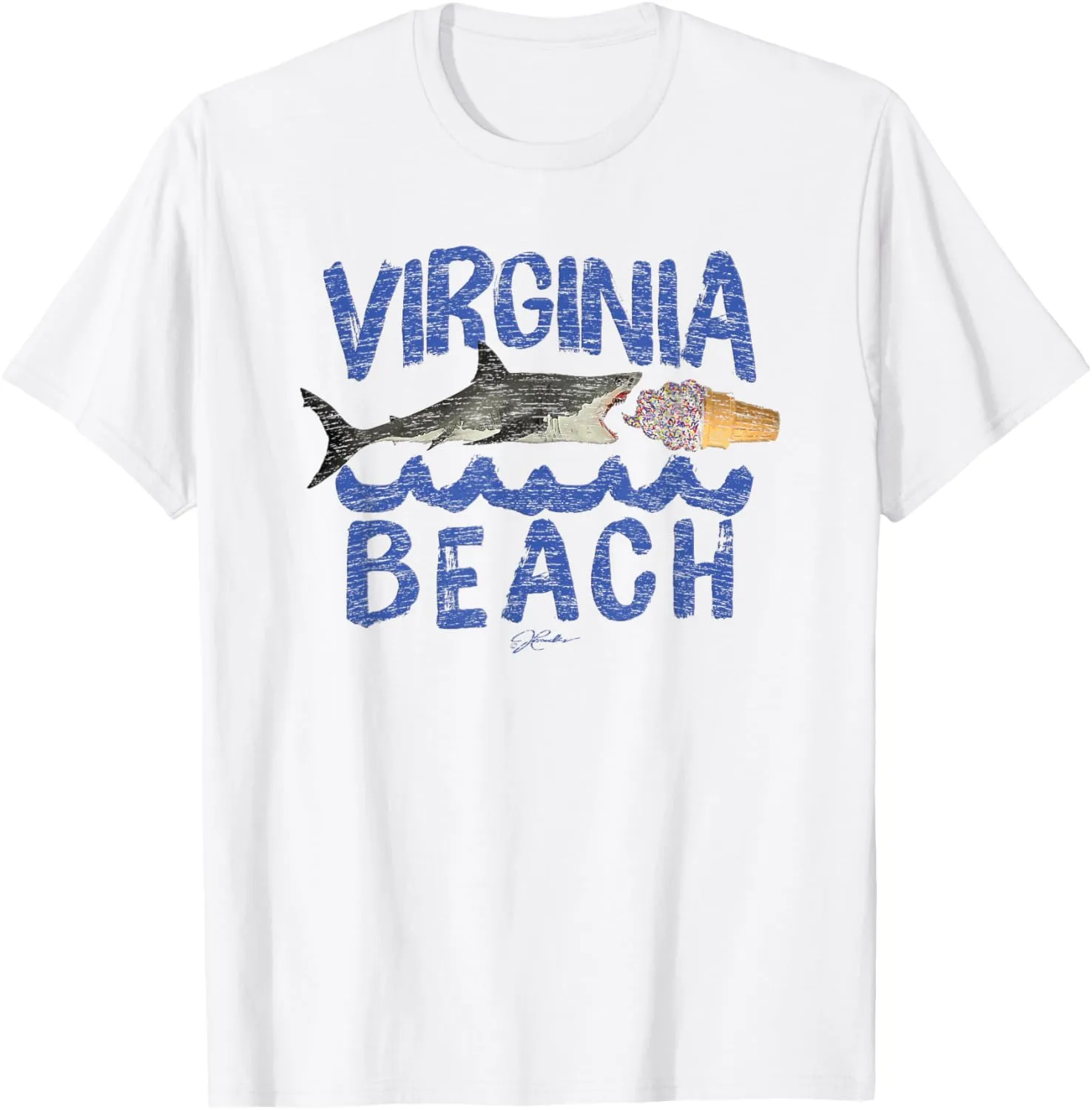 Virginia Beach, VA, Great White Shark Eats Ice Cream T-Shirt