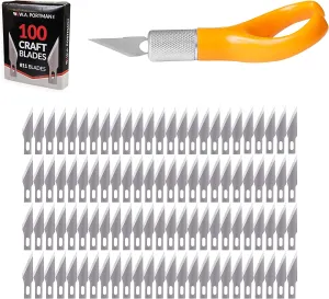 WA Portman Finger Knife Set - Ergonomic Hobby Knife with 100#11 Replacement Steel Precision Finger Blades - Strong and Durable Fingertip Blades for Trimming - Ideal for Crafts and DIY Projects