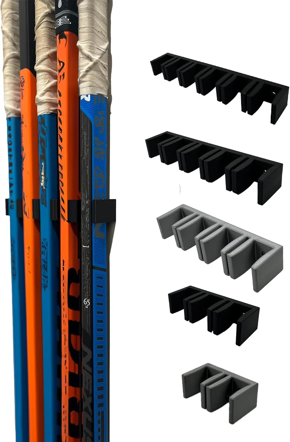 Wall Mount Hockey Stick Holder | Ice Hockey Stick Organizer (Black, 6 Stick Wall Mount)