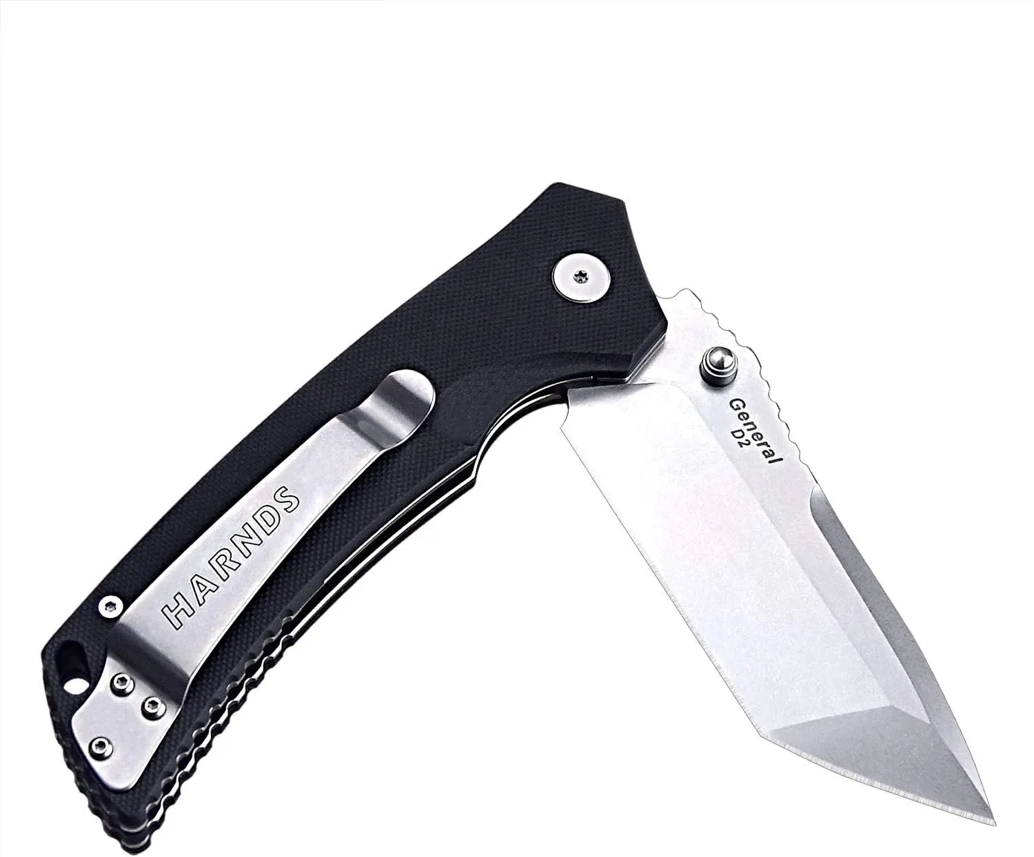 Warrior/General Tactical Folding Knife with D2 Steel Blade G10 Handle Flipper Opening (tanto point stonewash)