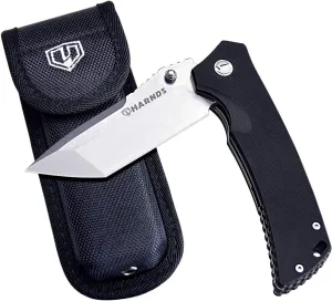 Warrior/General Tactical Folding Knife with D2 Steel Blade G10 Handle Flipper Opening (tanto point stonewash)