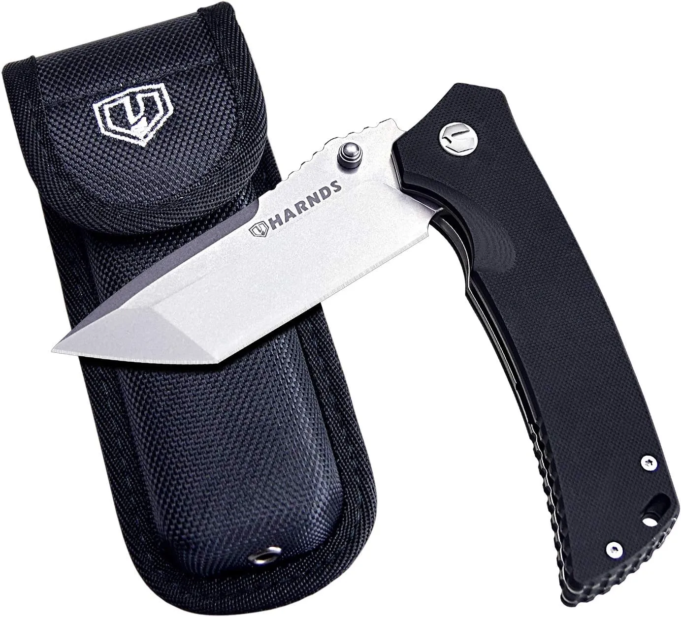 Warrior/General Tactical Folding Knife with D2 Steel Blade G10 Handle Flipper Opening (tanto point stonewash)