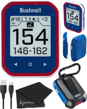 Wearable4U - Bushnell Phantom 3 Slope GPS Golf Green with Slope Technology, Touchscreen, Magnetic Cart Mount with Bundle (Blue & Lens Cloth)
