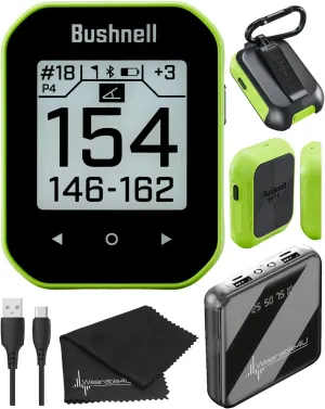 Wearable4U Bushnell Phantom 3 Slope GPS Golf Green with Slope Technology, Touchscreen, Magnetic Cart Mount with Power Bank and Towel Bundle
