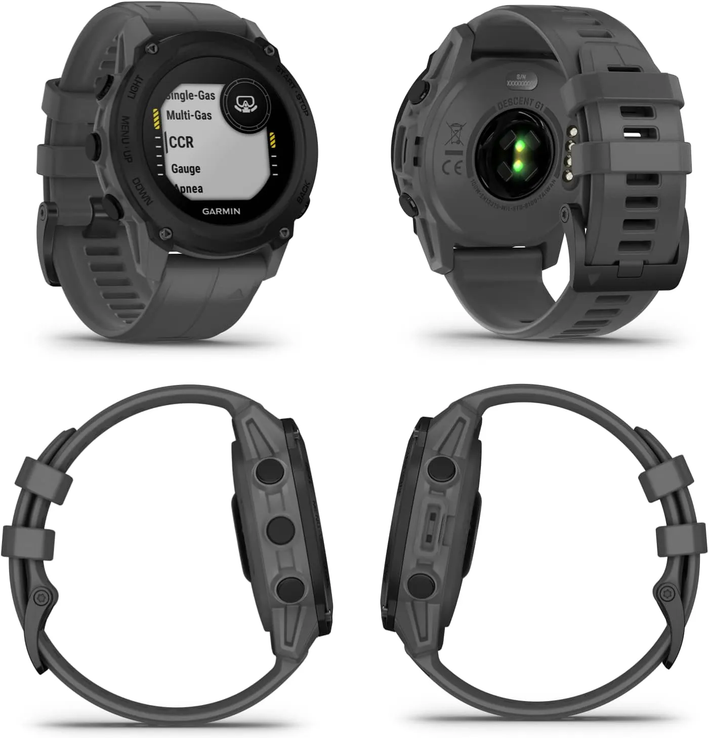 Wearable4U - Garmin Descent G1 Rugged Dive Computer, Multiple Dive Modes with Bundle ( Black Earbuds, Slate Gray)