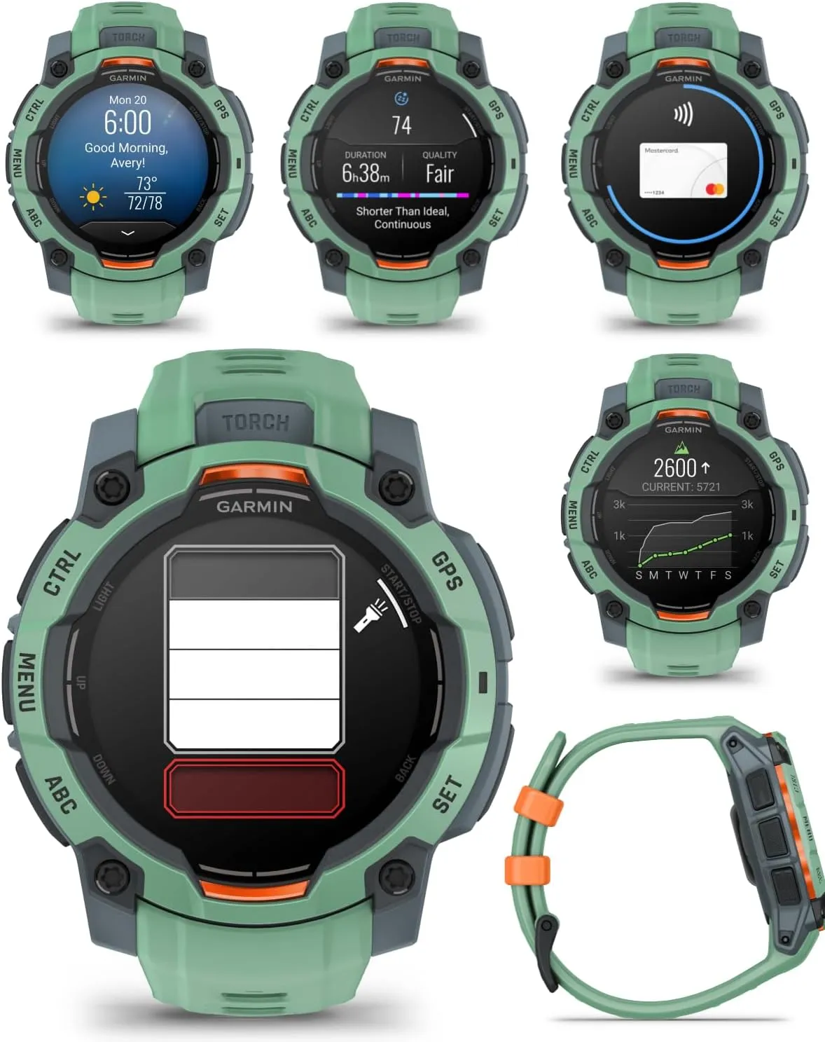 Wearable4U Garmin Instinct 3 45mm, AMOLED Display, Rugged Outdoor GPS Smartwatch, Metal-Reinforced Bezel, Built-in Flashlight, Up to 18 Days of Battery Life, Neotropic with Neotropic Band Bundle