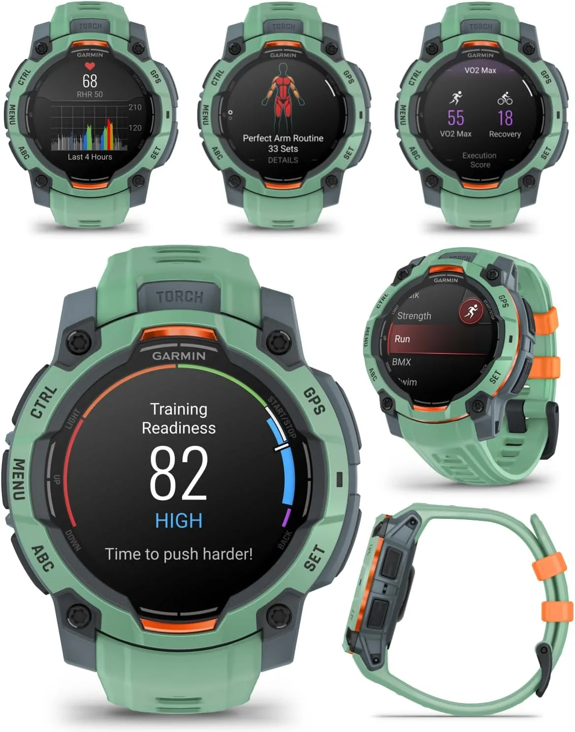 Wearable4U Garmin Instinct 3 45mm, AMOLED Display, Rugged Outdoor GPS Smartwatch, Metal-Reinforced Bezel, Built-in Flashlight, Up to 18 Days of Battery Life, Neotropic with Neotropic Band Bundle