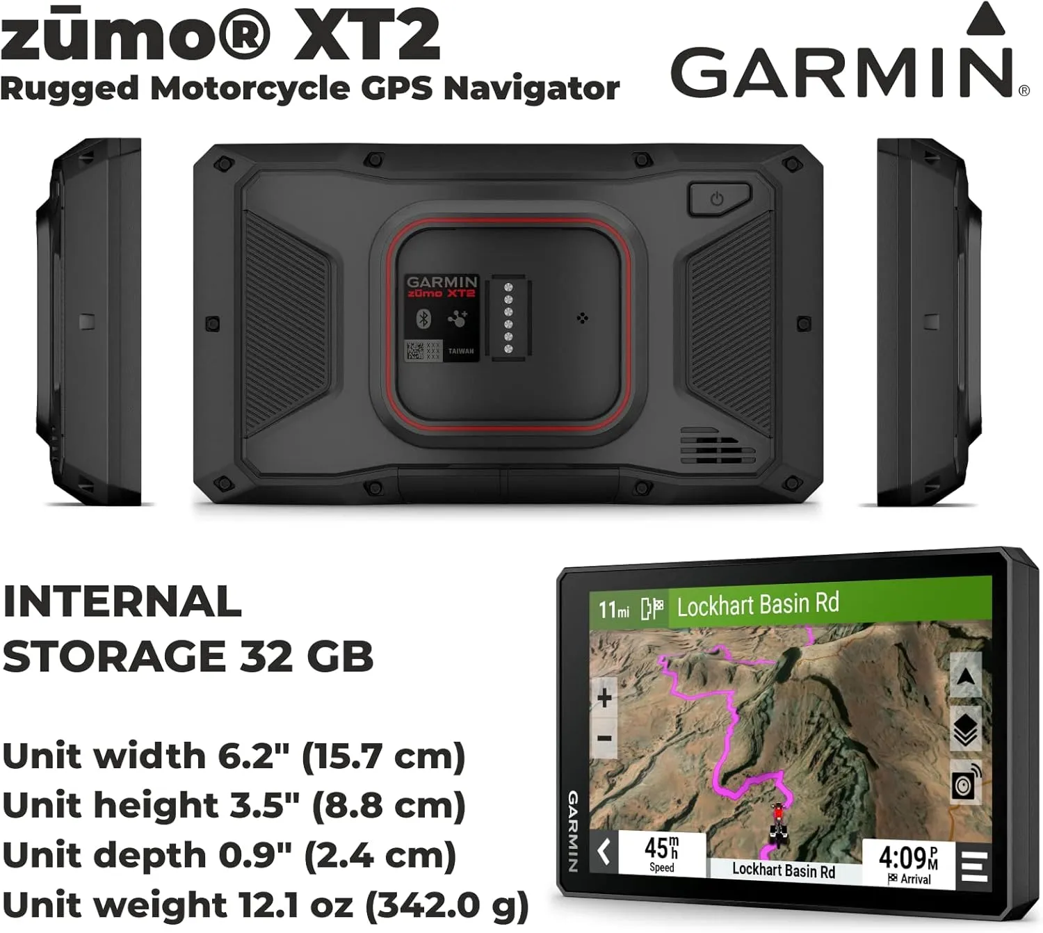 Wearable4U - Garmin Zumo XT2 MT-S Rugged Motorcycle Bike GPS Navigator, 6in Sunlight-readable Display with Power Pack Bundle