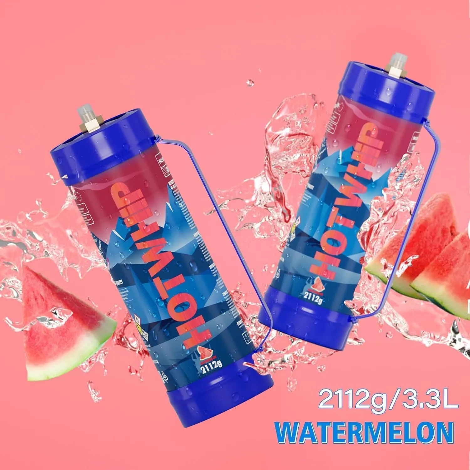 Whipped Cream Charger 2112g×3 3.3L Cream Charger Food Grade Watermelon Flavor (Nozzle Included) 3-Pack