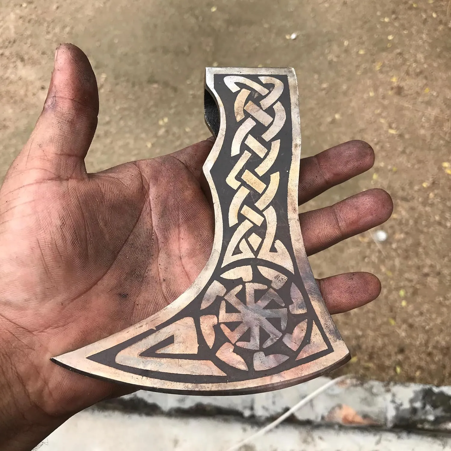 WHS201 Viking Axe Head, Custom Hand Forged Viking Axe Real Head, Tomahawk Viking Hatchet Beared Camping Axe Blade, 5160 HIGH Carbon Steel Blade, Viking Gift for Him - Christmas Gift (Smoked)