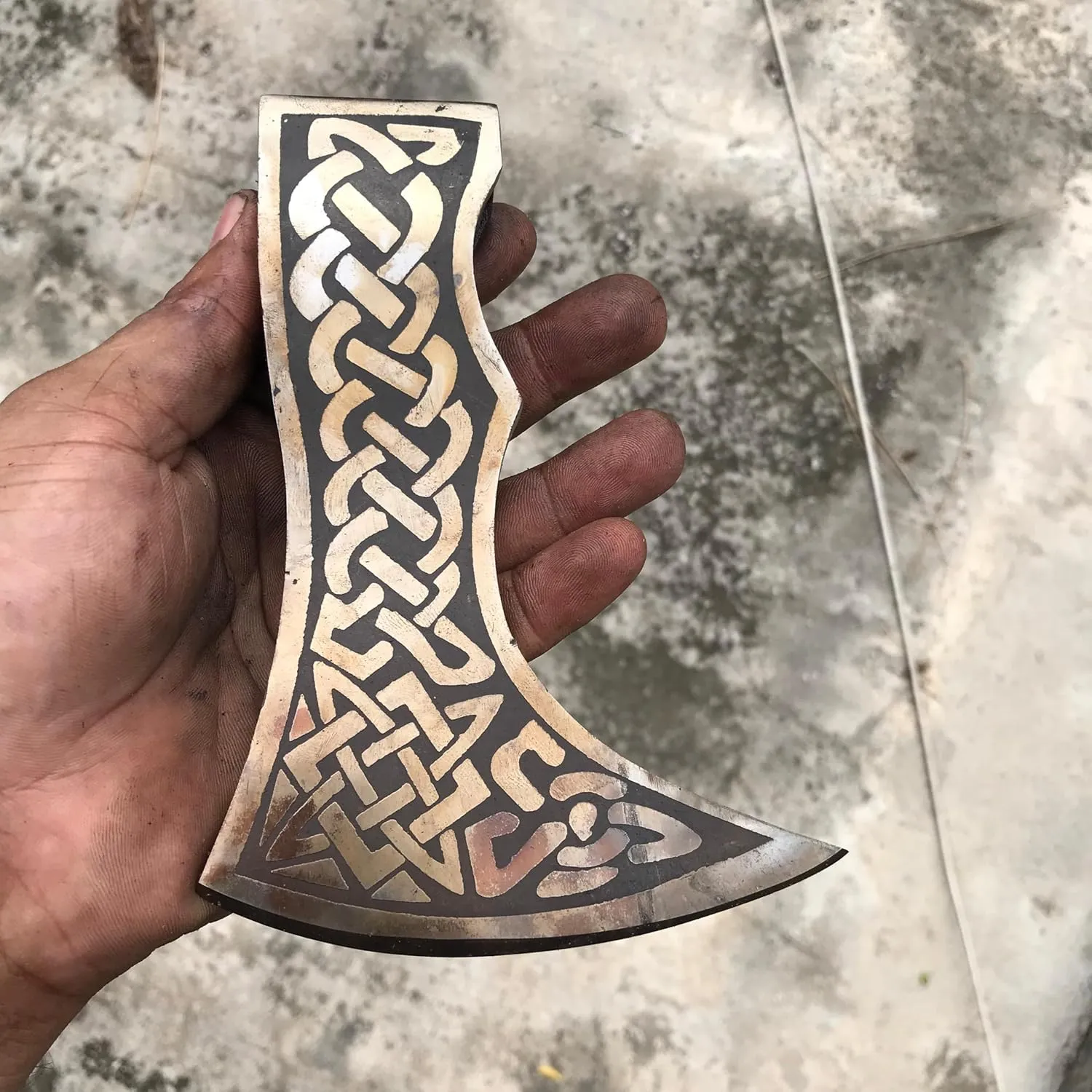 WHS201 Viking Axe Head, Custom Hand Forged Viking Axe Real Head, Tomahawk Viking Hatchet Beared Camping Axe Blade, 5160 HIGH Carbon Steel Blade, Viking Gift for Him - Christmas Gift (Smoked)