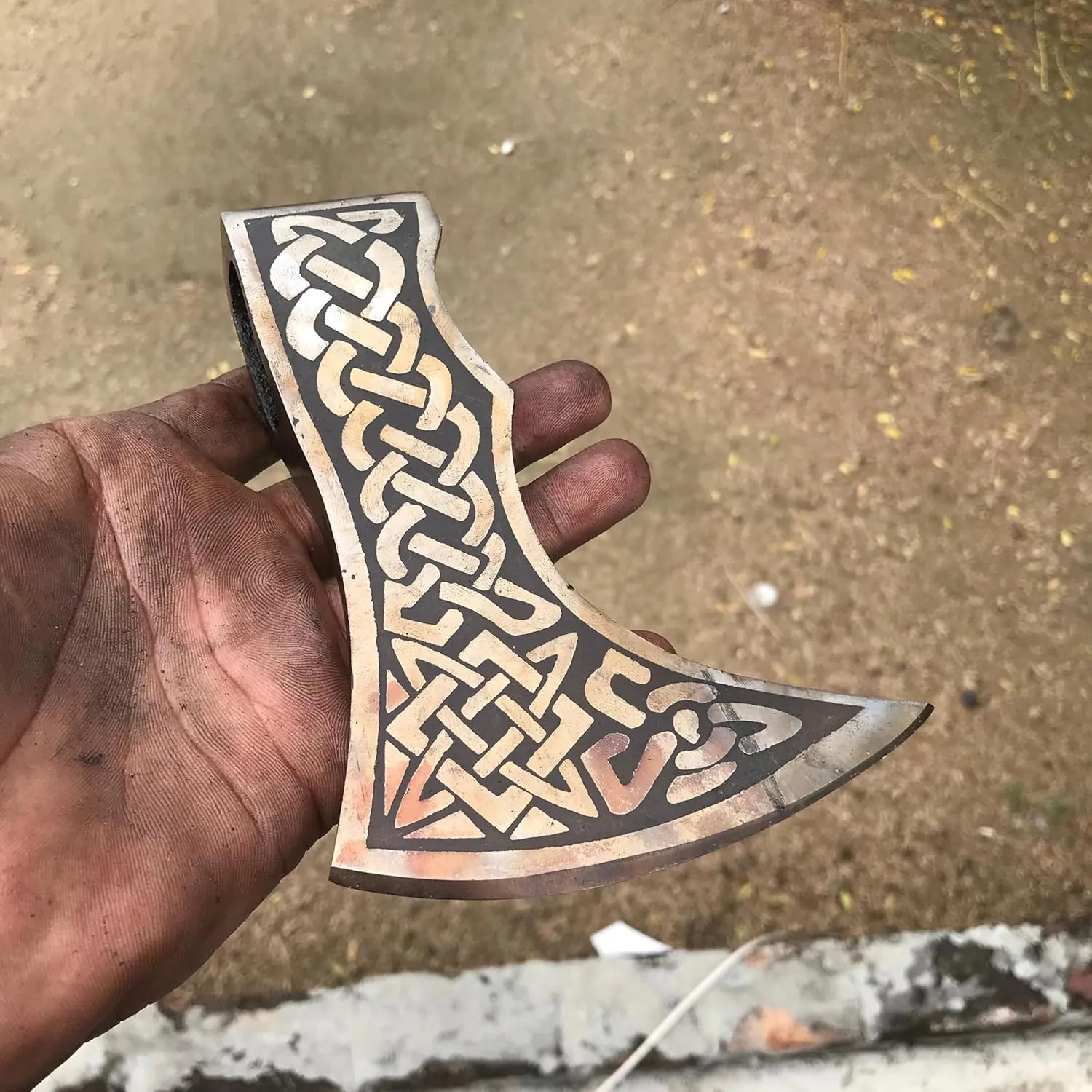 WHS201 Viking Axe Head, Custom Hand Forged Viking Axe Real Head, Tomahawk Viking Hatchet Beared Camping Axe Blade, 5160 HIGH Carbon Steel Blade, Viking Gift for Him - Christmas Gift (Smoked)