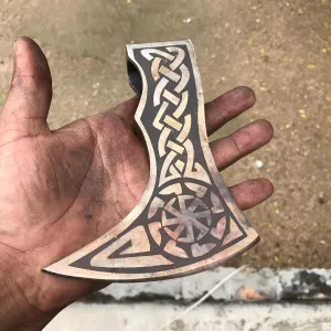 WHS201 Viking Axe Head, Custom Hand Forged Viking Axe Real Head, Tomahawk Viking Hatchet Beared Camping Axe Blade, 5160 HIGH Carbon Steel Blade, Viking Gift for Him - Christmas Gift (Smoked)