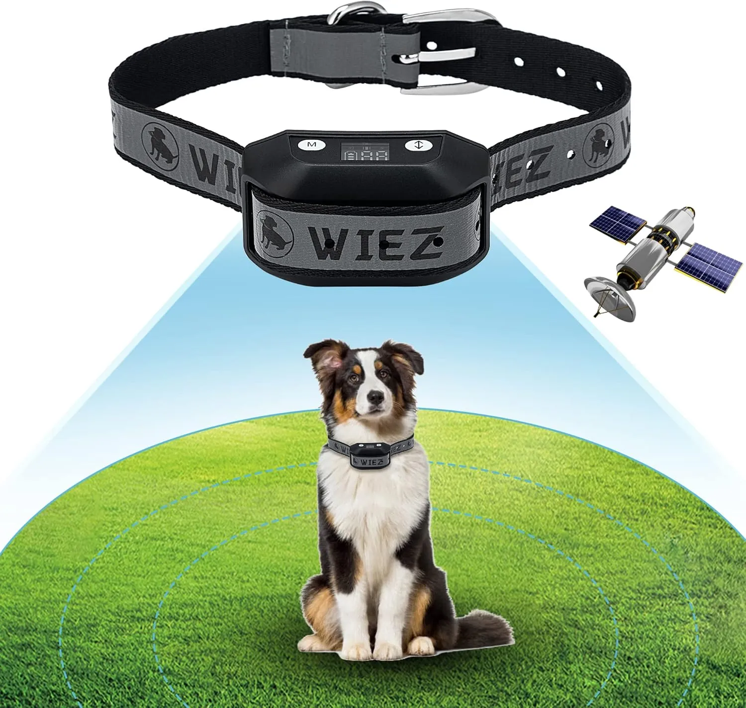 WIEZ GPS Wireless Dog Fence,Electric Dog Fence Collar, Range 65-3281ft, Adjustable Warning Strength, Rechargeable, Pet Containment System for Outdoor, Suitable for Most of Dogs
