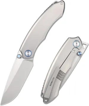 Wild Species Pocket Knife for Men,Manual Grinding Pearlescent Satin M390 Blade Titanium Handle Thumb Stud Opener Front Flipper Folding Knife for Outdoor Camping Hiking(Silver)