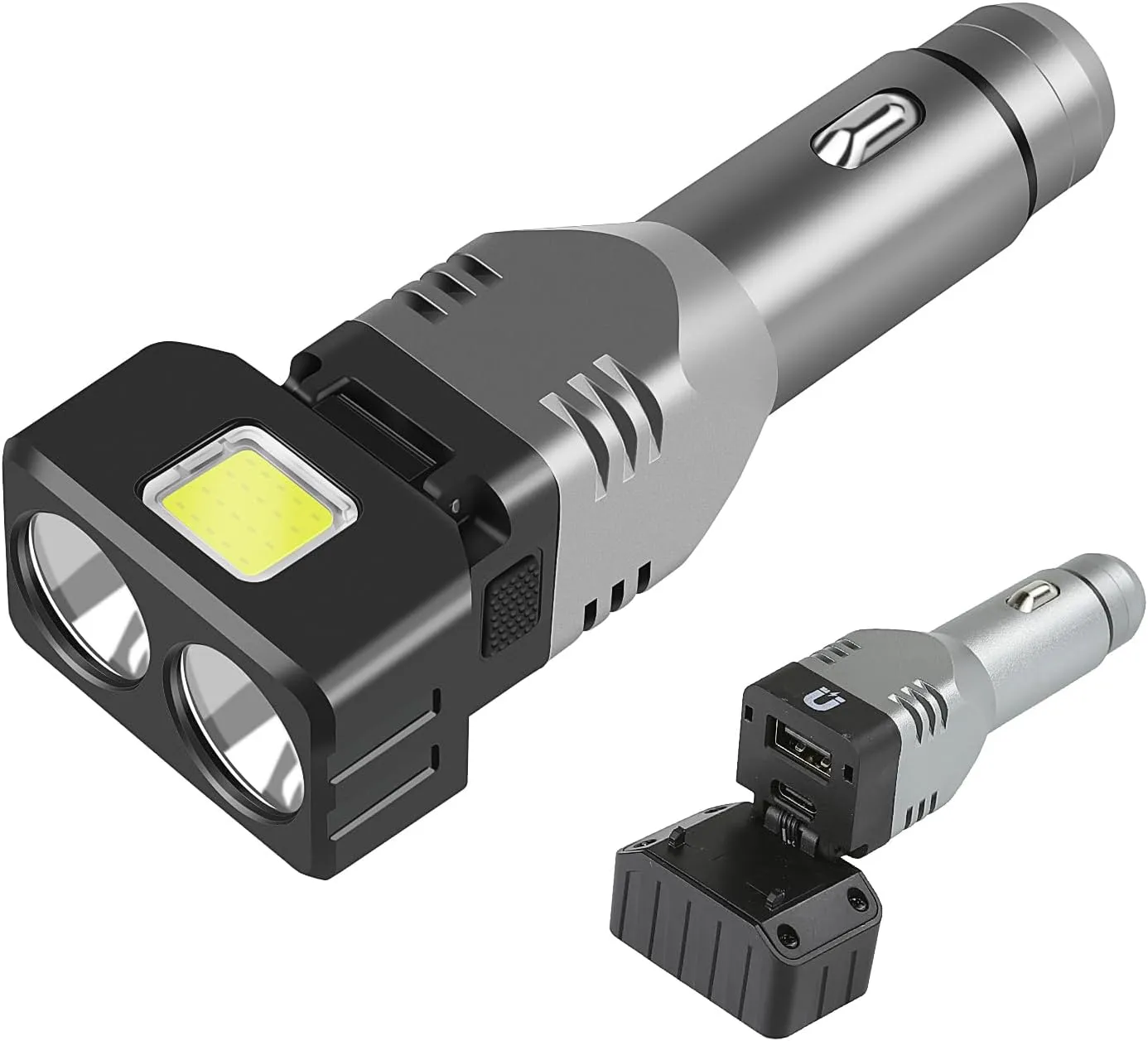 WINDFIRE Rechargeable Flashlight, Small Car Charger Flashlight, Emergency Automobile Flashlight with 4 Lighting Modes, 12V Car Plug in Cigarette Lighter Flashlight for Car