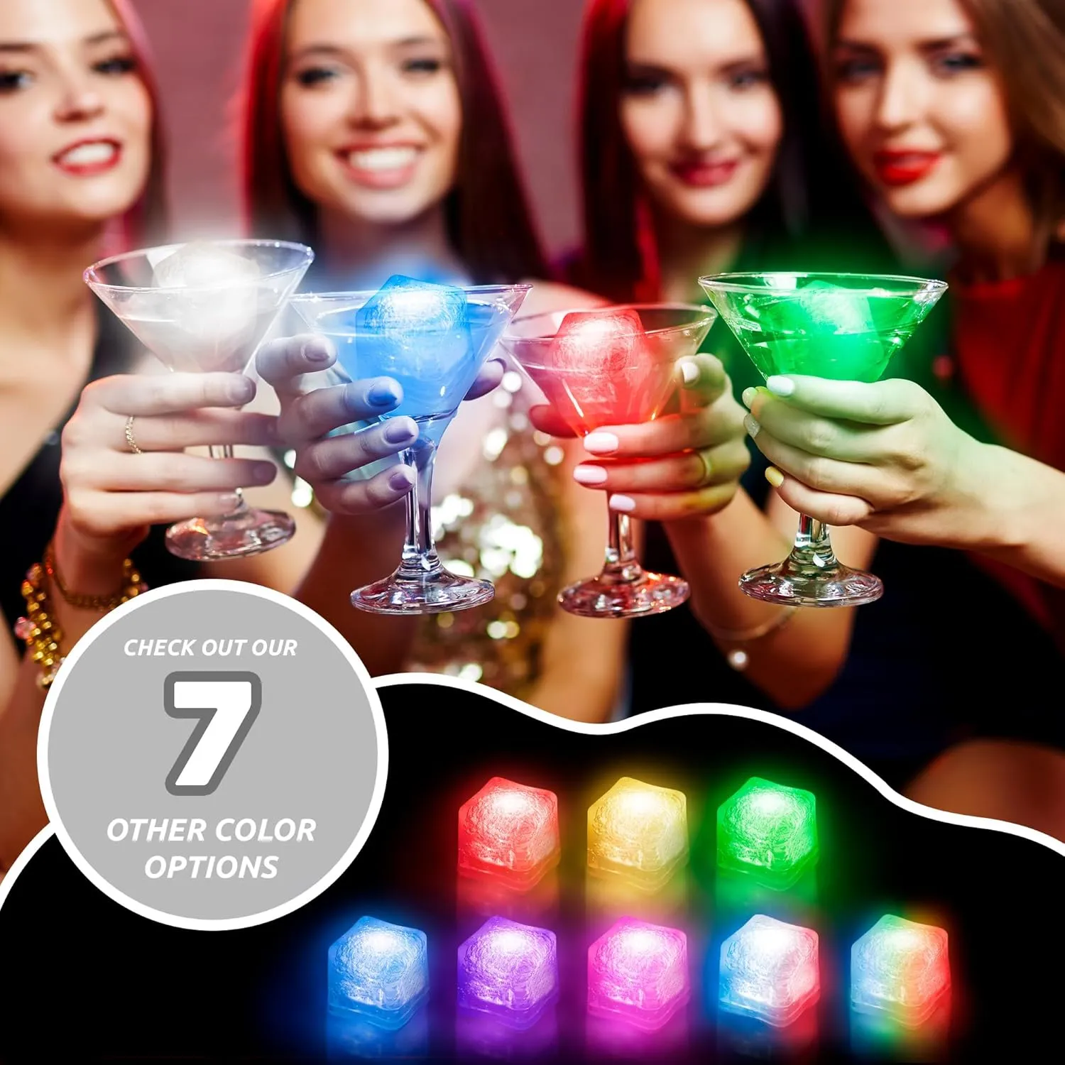 Windy City Novelties 12 pack LED Ice Cubes with Changing Lights (White)
