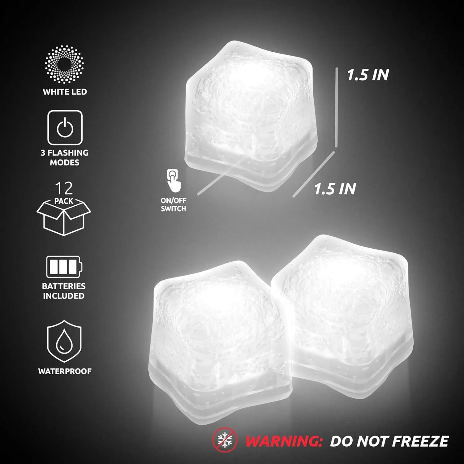 Windy City Novelties 12 pack LED Ice Cubes with Changing Lights (White)