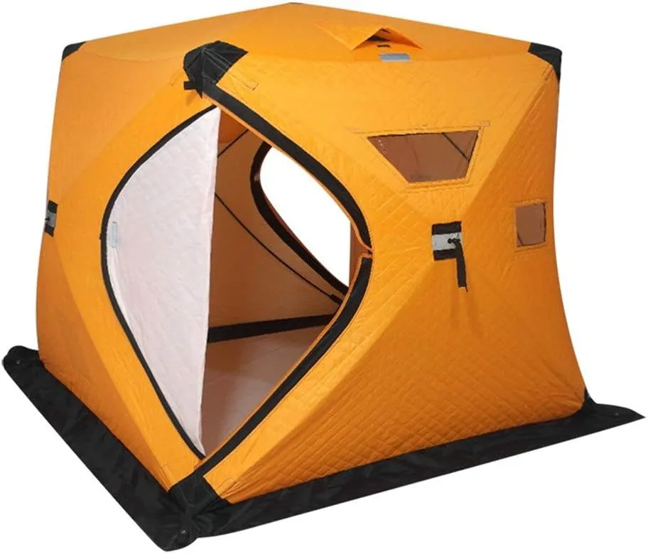 Winter Tent Winter Fishing House Outdoor Pop Ice Fishing Shelter in Winter 4 People Ice Fishing Tent Camping Tent Carry Bag for Family Short Weekends, 200x150x165cm, Red